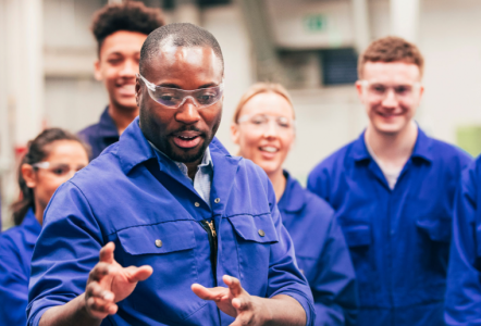 A lecture leading the discussion in a technical environment