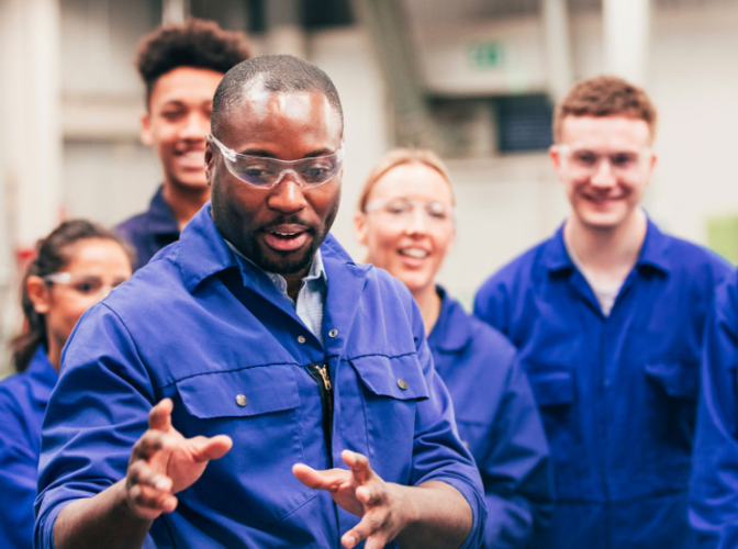 A lecture leading the discussion in a technical environment