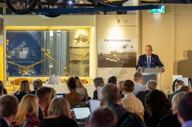 David Sainsbury speaking at the T-level conference