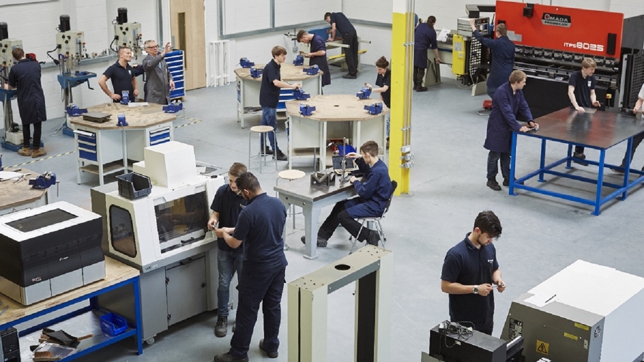 Students in an engineering workshop